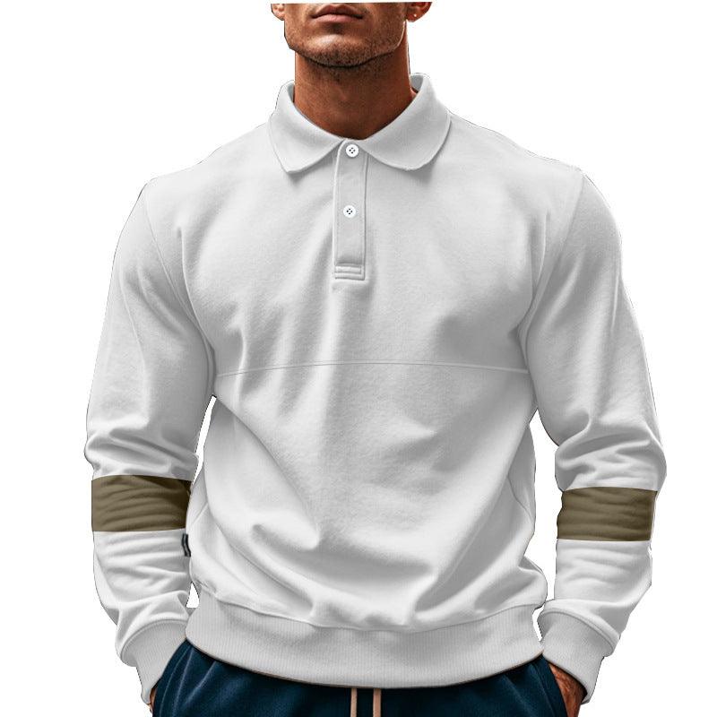 Fashion Long-sleeved Lapel Polo Shirt With Button Men's Loose Casual Sports Top Fall Spring Clothing - KiwiBrands