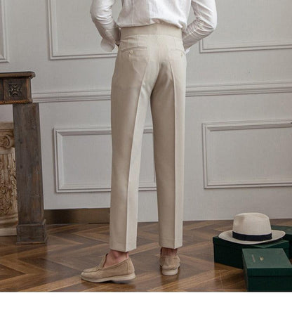 Casual Suit Pants Men's Paris Buckle Straight Business Small Suit Pants Naples Non-ironing All-match Suit Pants