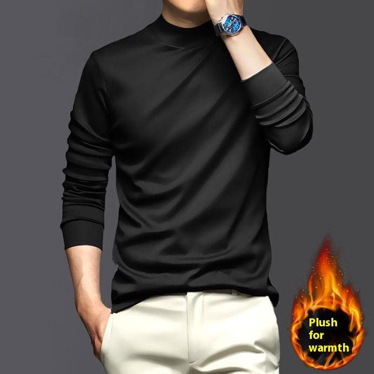 Warm Mercerized Cotton Men's Half-high Collar Bottoming Shirt - KiwiBrands