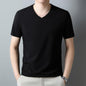 Men's Thin Casual Solid Color And V-neck Short-sleeved T-shirt - KiwiBrands