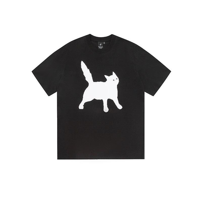 Scratch Cat Pixel Printed Cotton Short-sleeved T-shirt