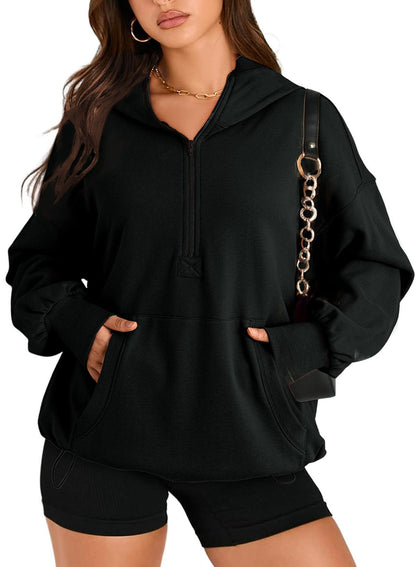 Solid Color Long Sleeve Hooded Zipper Sweatshirt