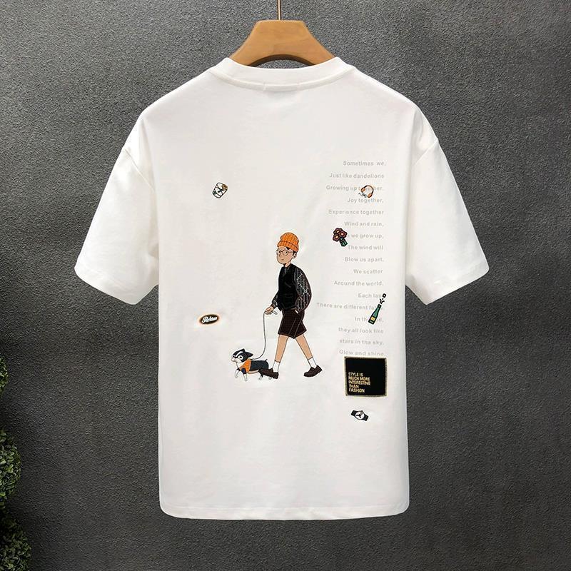 Cartoon Printed Short-sleeved T-shirt Men's Clothes Men's Loose T-shirt - KiwiBrands