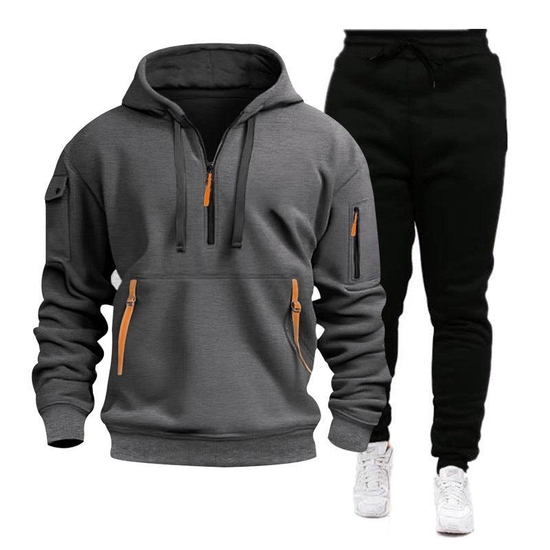 Men's Multi-pocket Zipper Hooded Sweatshirt Sportswear