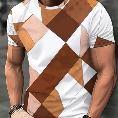 Casual Men's T-shirt Gradient Color 3D Short Sleeve Top - KiwiBrands