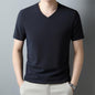 Men's Thin Casual Solid Color And V-neck Short-sleeved T-shirt - KiwiBrands