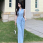 Southeast Asia French Hepburn Style V-neck Waist Trimming Lace Up Jumpsuit Women