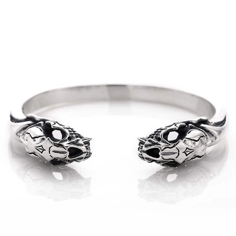 Male S925 Sterling Silver Beast Skull Bracelet - KiwiBrands