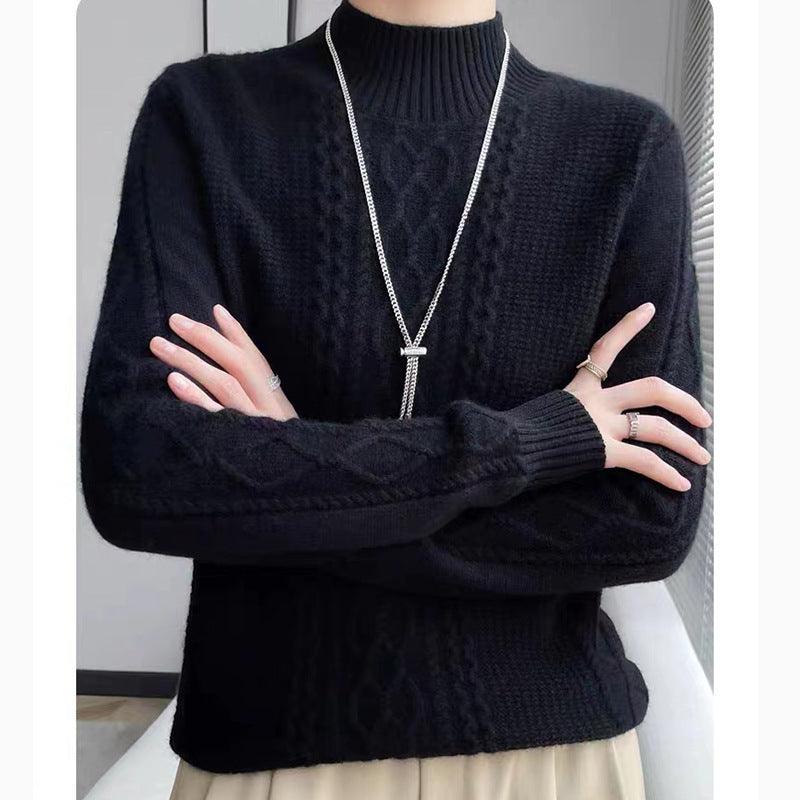 Women's Half Turtleneck Sweater Autumn And Winter New Soft Glutinous Loose Sweater