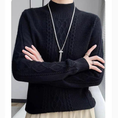 Women's Half Turtleneck Sweater Autumn And Winter New Soft Glutinous Loose Sweater