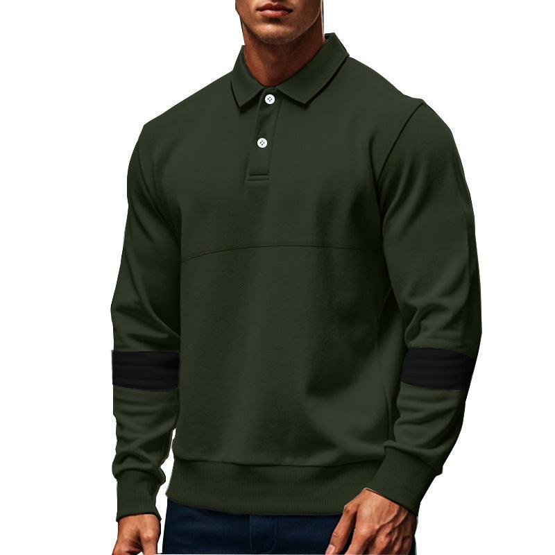 Fashion Long-sleeved Lapel Polo Shirt With Button Men's Loose Casual Sports Top Fall Spring Clothing - KiwiBrands