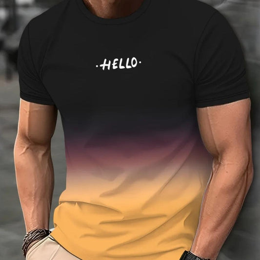 Casual Men's T-shirt Gradient Color 3D Short Sleeve Top - KiwiBrands