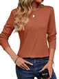 Round Neck Loose Stripes Long Sleeve Shirt For Women - KiwiBrands