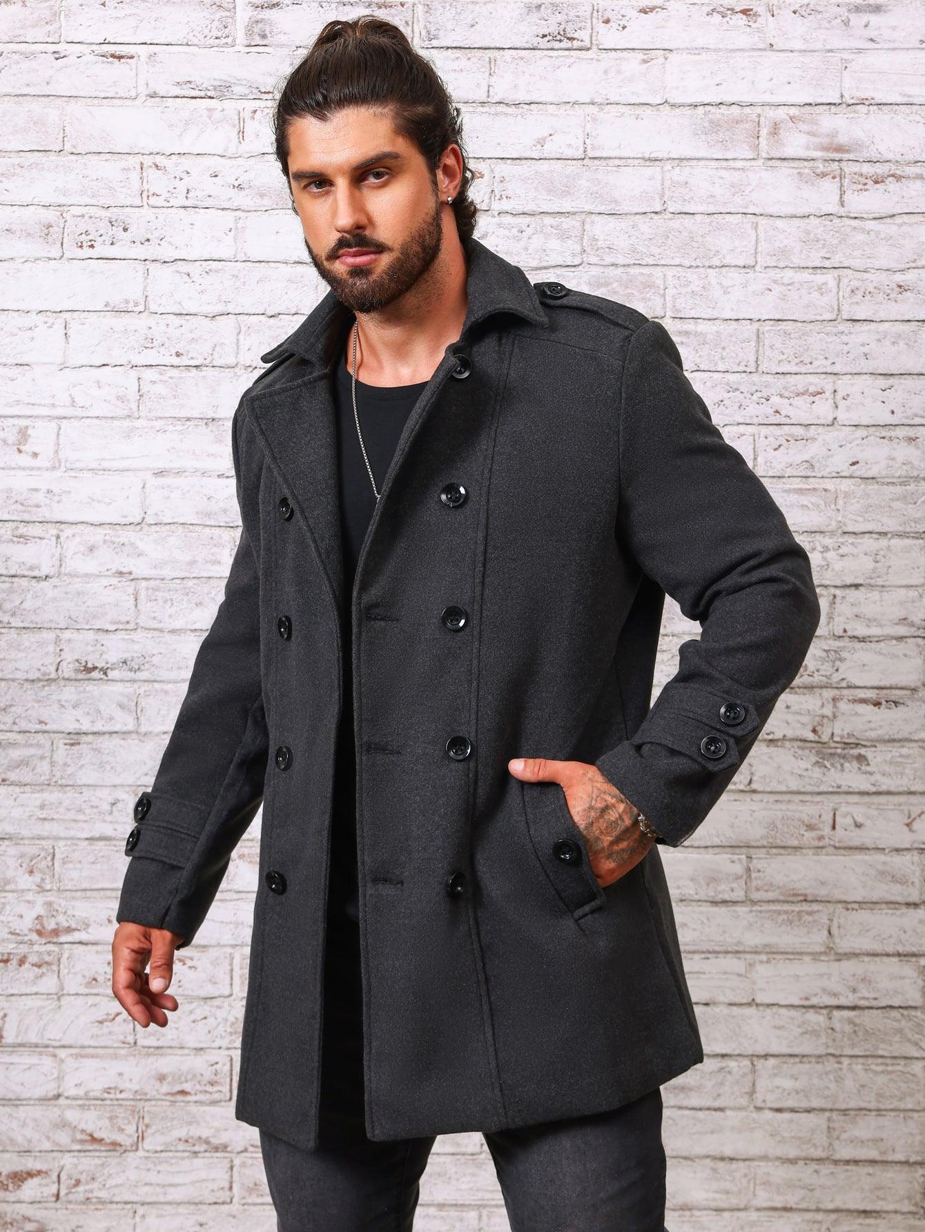 Autumn And Winter Jacket Fashionable Solid Color Woolen - KiwiBrands