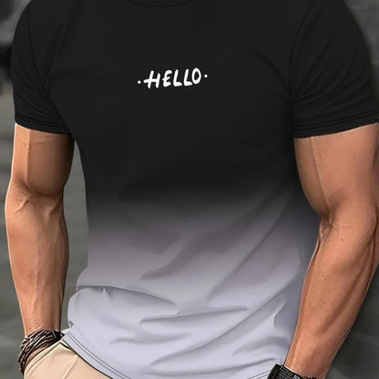 Casual Men's T-shirt Gradient Color 3D Short Sleeve Top - KiwiBrands