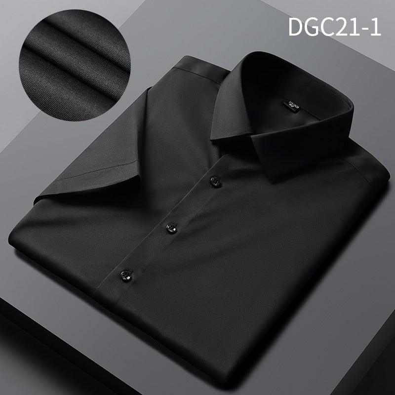 Men's Shirt Short Sleeve Anti-wrinkle Casual Business Suit Shirt Silk Satin Shirt Cross-border Source Manufacturer Solid Color