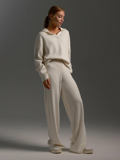 Knitted Pullover Wide Leg Trousers Two-piece Set