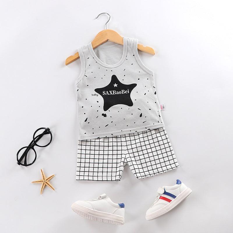 Clothes For Babies Suspenders Cotton Sleeveless Two-piece Suit