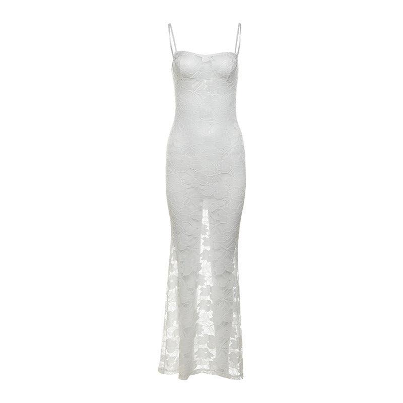 Women's Slim-fit Off-neck Lace Hollow Fishtail Dress