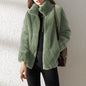 Double Faced Fleece Warm High Neck Sweater Women Cardigan