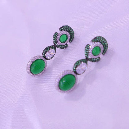 Vintage Fashion Versatile Floral Faux Emerald Earrings - KiwiBrands