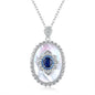 Sterling Silver Inlaid Light Luxury Natural Sapphire Pendant Necklace - KiwiBrands