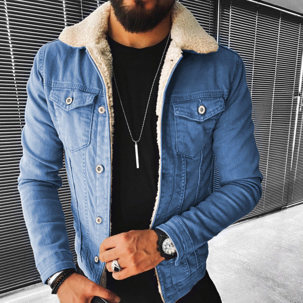 Lamb Wool Thickening Denim Jacket - KiwiBrands