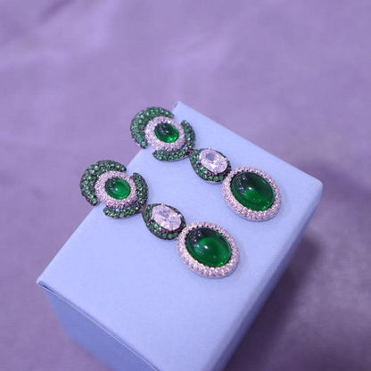 Vintage Fashion Versatile Floral Faux Emerald Earrings - KiwiBrands