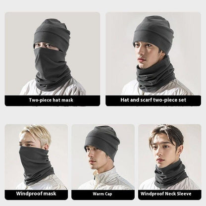 Dralon Hat Men's Winter Wind Mask Hat Neckerchief Cover Two-piece Set Cycling Bag Headgear Ear Protection - KiwiBrands