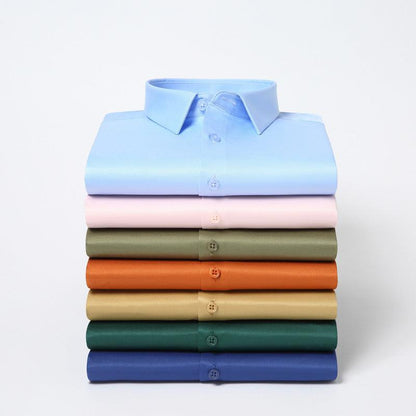 Men's Shirt Short Sleeve Anti-wrinkle Casual Business Suit Shirt Silk Satin Shirt Cross-border Source Manufacturer Solid Color