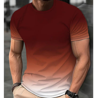 Casual Men's T-shirt Gradient Color 3D Short Sleeve Top - KiwiBrands