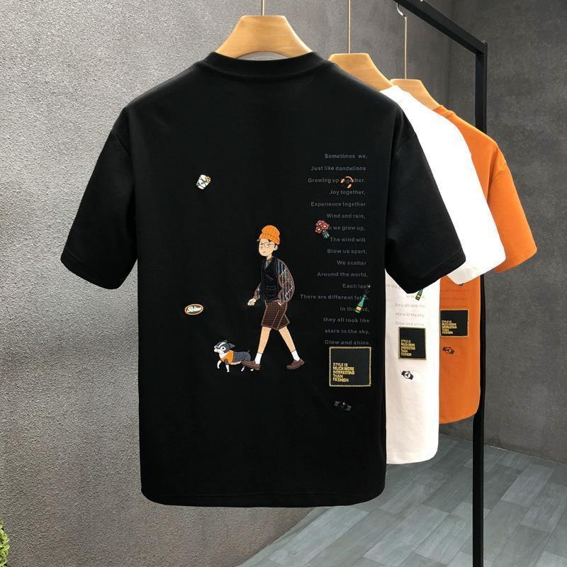 Cartoon Printed Short-sleeved T-shirt Men's Clothes Men's Loose T-shirt