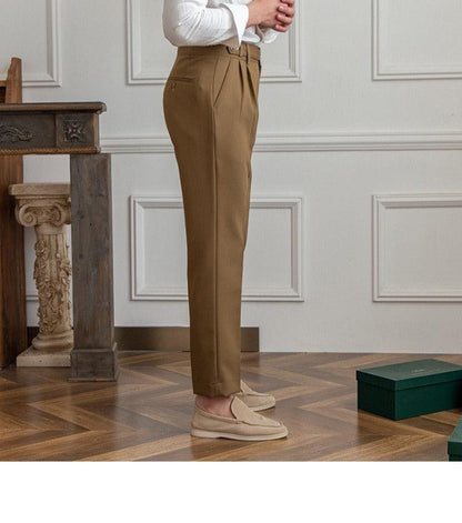 Casual Suit Pants Men's Paris Buckle Straight Business Small Suit Pants Naples Non-ironing All-match Suit Pants