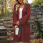 European And American Loose Lantern Sleeve Sweater Women's Cardigan Mid-length Autumn And Winter Pocket Coat