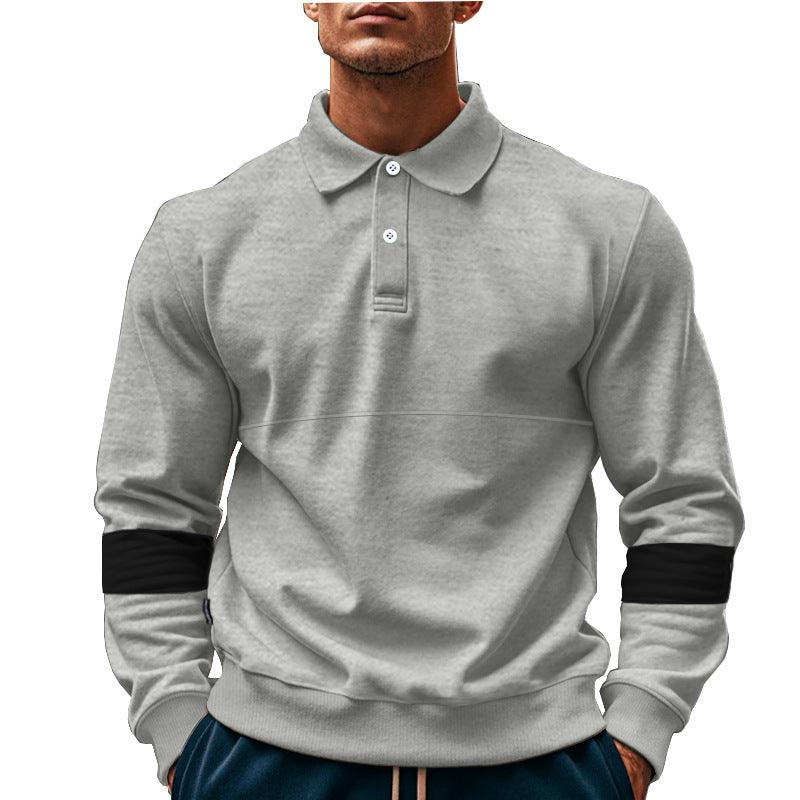 Fashion Long-sleeved Lapel Polo Shirt With Button Men's Loose Casual Sports Top Fall Spring Clothing - KiwiBrands