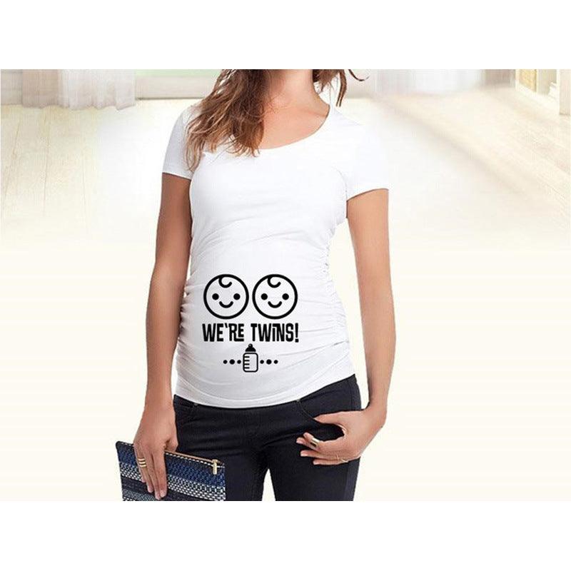 Women T-Shirts Slim Maternity Funny Letter Tops O-Neck Pregnancy Women - KiwiBrands