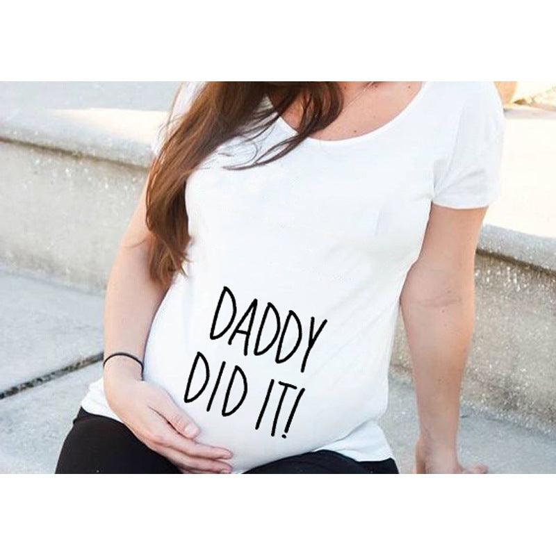 Women T-Shirts Slim Maternity Funny Letter Tops O-Neck Pregnancy Women - KiwiBrands