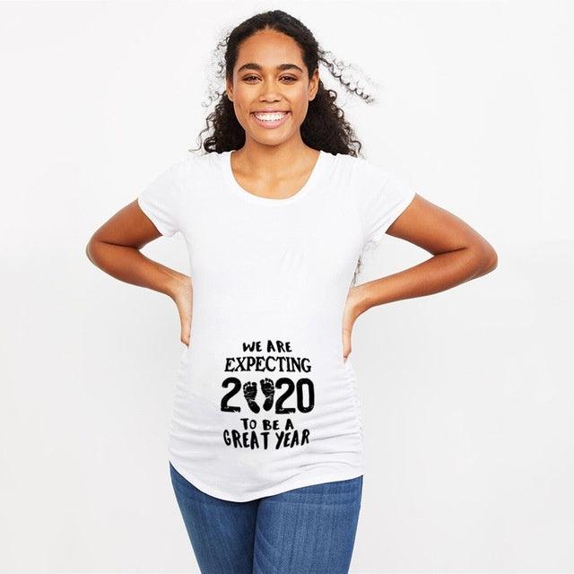 Women T-Shirts Slim Maternity Funny Letter Tops O-Neck Pregnancy Women - KiwiBrands