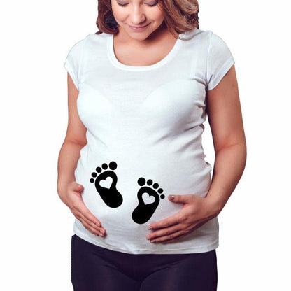 Women T-Shirts Slim Maternity Funny Letter Tops O-Neck Pregnancy Women - KiwiBrands