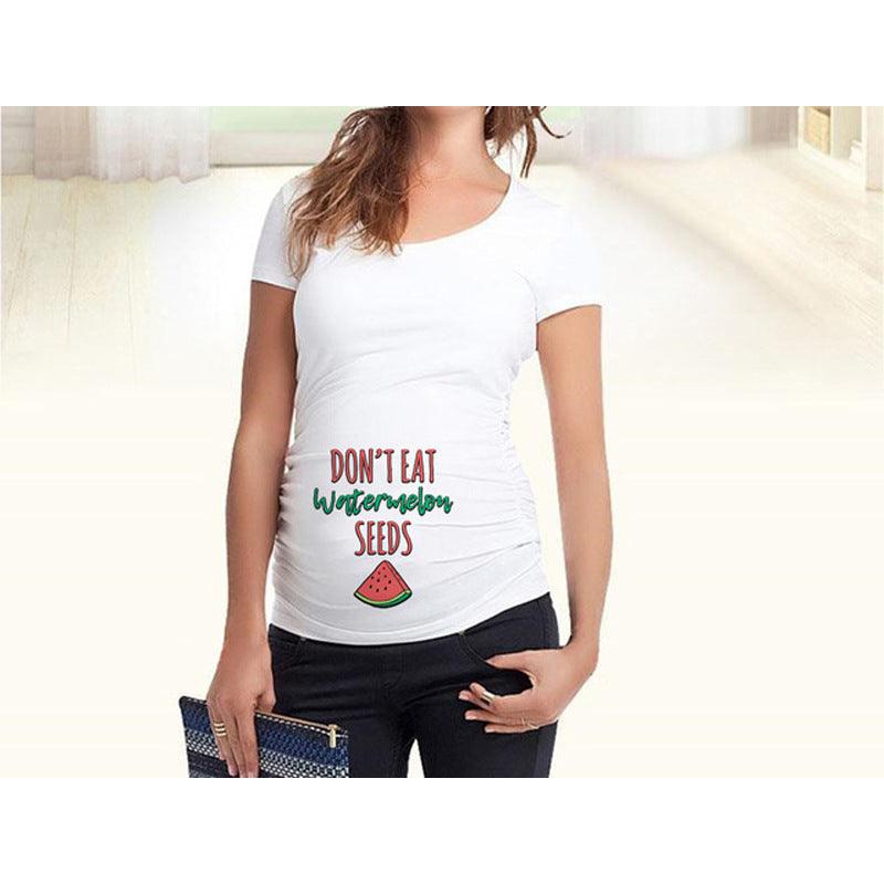 Women T-Shirts Slim Maternity Funny Letter Tops O-Neck Pregnancy Women - KiwiBrands