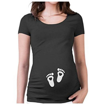 Women T-Shirts Slim Maternity Funny Letter Tops O-Neck Pregnancy Women - KiwiBrands