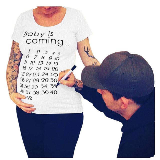 Women T-Shirts Slim Maternity Funny Letter Tops O-Neck Pregnancy Women - KiwiBrands