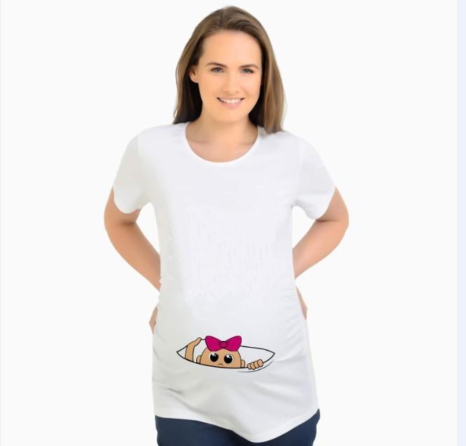 Women T-Shirts Slim Maternity Funny Letter Tops O-Neck Pregnancy Women - KiwiBrands