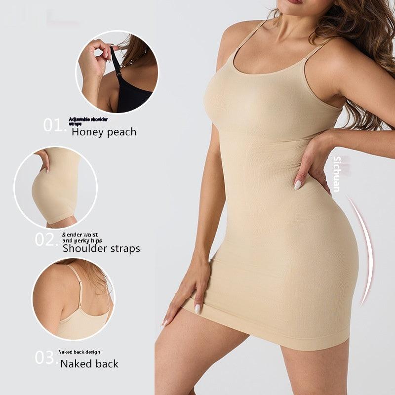 Solid Color Yoga Seamless Belly Shaping Plus Size Dress Women